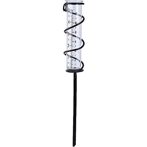 ANSET Rain GaugeSpiral Garden Rain Gauge Outdoor with Plugin Pole Stake Transparent Easily Reading AntiDroppedfor Outside Gardeners Weather ObserversYardLawnPatioDeckFence