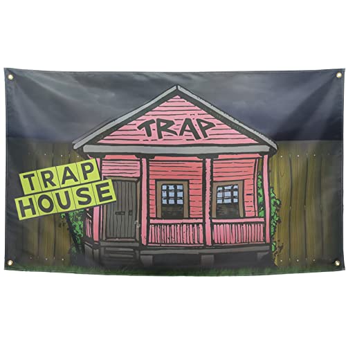 GoodsREAT Trap House Flag banner 3x5 ft indoor wall flags for college dorm room guys man cave frat party dual stitched thick polyester with four brass grommets