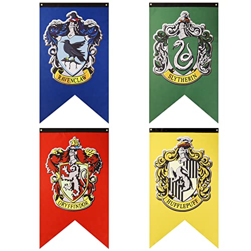 Harry Potter Complete Hogwarts House Wall Banners Ultra Premium Double Layered Indoor Outdoor Party Flag  Gryffindor Slytherin Hufflepuff Ravenclaw  30X 50 (4PACK)