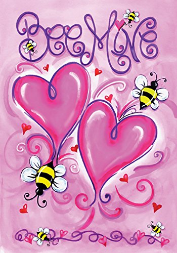 Toland Home Garden Bee Mine 28 x 40 Inch Decorative Cute Valentine Heart Love House Flag