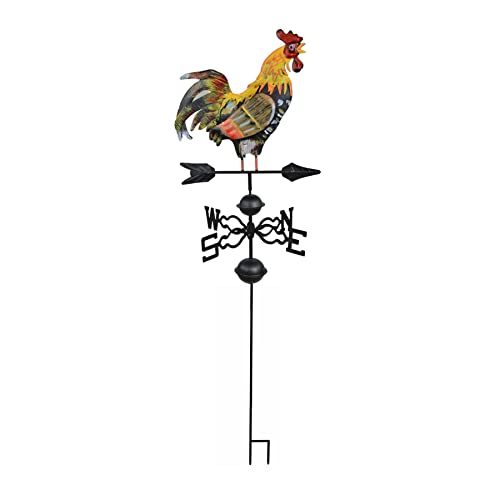 48 in Crowing Metal Rooster Weathervane  Wind Wheel Garden Stake with Rooster Ornament  Chicken Garden Weather Vane