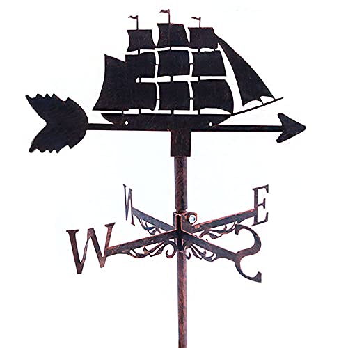 Alnicov Metal Wind VaneSailboat Stainless Steel Weathervane for Outdoor Iron Roof Garden Outdoor Yard Decoration