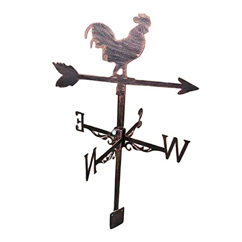 Gazechimp Farmhouse Rooster Weather Vane Roof Mount Rod Wind Direction Indicator Outdoor Metal Bracket Weather Vane