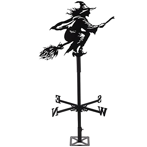 LUOZZY Witch Weathervane for Garden Creative Weather Vanes for Yard Wind Direction Vane Halloween Decor