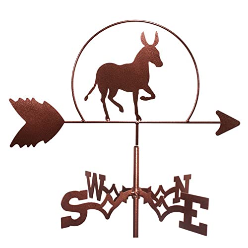 CNMJI Donkey Roofs Weathervane Iron Art Decor Creative Animal Wind Vane Wind Direction Indicator for Outdoor Yard Lawns Gardens Backyards Sheds Ornament Measuring Tool