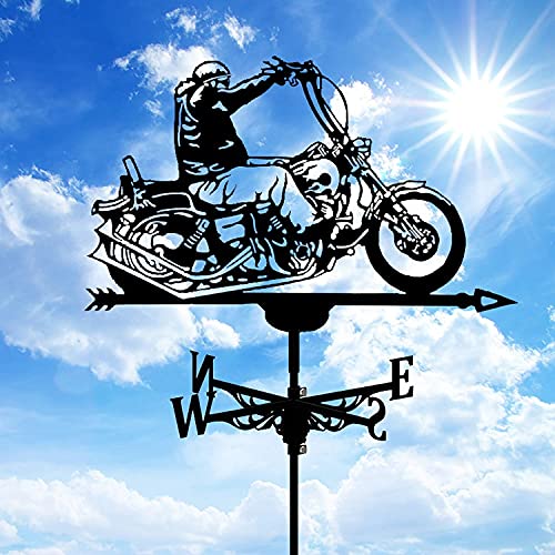 Gourd Baby Ride a Motorcycle Weather Vane Halloween decoratio Weathervane Metal Iron Wind Vane ​Iron Weathervane Retro Weather Vane Garden Patio Yard Ornament Decoration (Size  Medium)