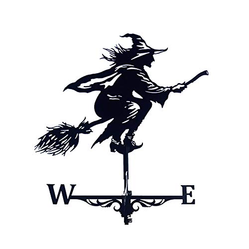 Monoc Witch Weather Vanes for Roofs Yard Metal Rustproof Weathervane Windblown Flying Wicked Witch Iron Art Decorations Gift for Outdoor Farm Yard Garden Black