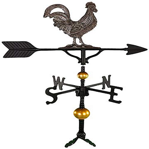 Montague Metal Products 32Inch Deluxe Weathervane with Swedish Iron Rooster Ornament