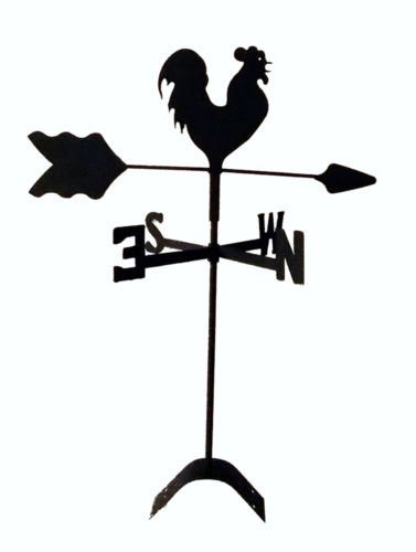 The Lazy Scroll Rooster Chicken Weather Vane for Roof Barn Yard Rooster Decor Roof Mount Weathervane Black Wrought Iron Look