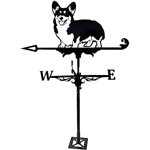 XJZSD Weathervane for Roof Creative Corgi Dog Weather Vanes for Outdoor Gardens Noir Iron Art Weather Vane for Houses Patio Lawns