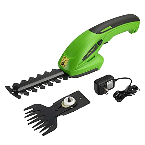 WORKPRO Cordless Grass Shear  Shrubbery Trimmer  2 in 1 Handheld Hedge Trimmer 72V Electric Grass Trimmer Hedge ShearsGrass Cutter Rechargeable LithiumIon Battery and Charger Included