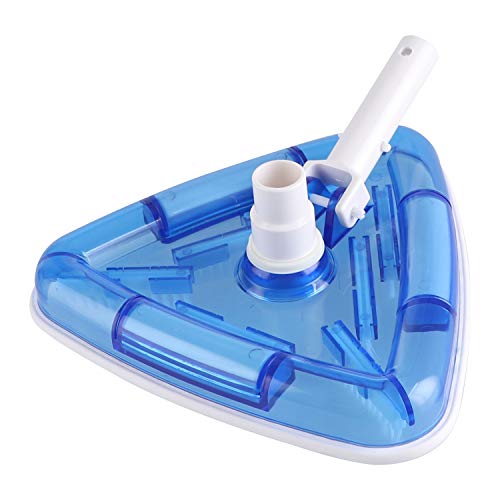 Pool Vacuum Head Bottom Brush Triangular Weighted Transparent Swimming Pool Vacuum for Above Ground and Ingroud Pools Suitable for 114 or 112 Hose (Blue Triangle)