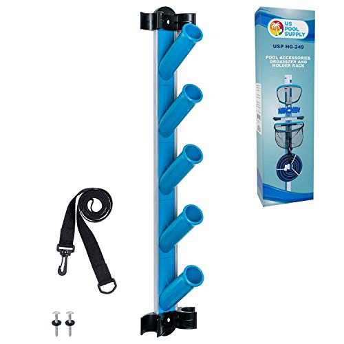 US Pool Supply Pool Cleaning Accessory Organizer and Holder Rack  Store Poles Brushes Nets Vacuums  Caddy Hanger for Swimming Pool Spa Attachment Accessories