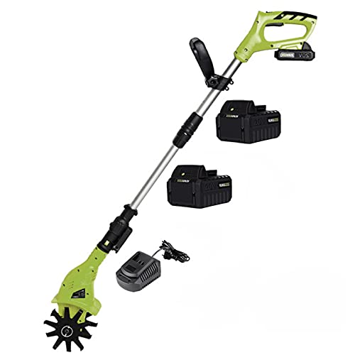 BJYX Cordless 20V Electric Tiller with 2 2AH Lithium Battery Cordless Cultivator with 2000x2 mah Rechargeable Battery for The Garden Vegetable Plots