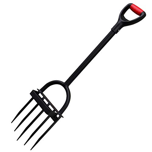 Zcaukya 4Tine Garden Digging Fork Claw Twist Tiller 41 Manual Soil Head Cultivator Unbreakable Solid Steel Shaft AntiSkid Grip (Black)