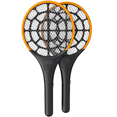 Black  Decker 2 Pack Electric Fly Swatter  Large Handheld Indoor  Outdoor Mosquito  Bug Zapper BatteryPowered Mesh Grid  HeavyDuty
