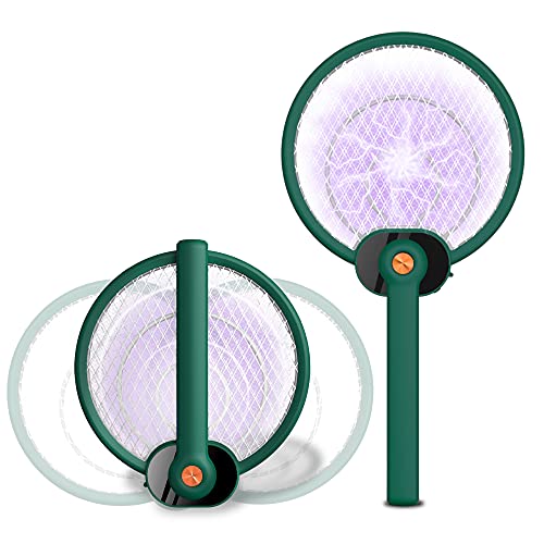 Thanos 2in1 Electric Fly Swatter Racket and Bug Zapper Racquet Trap Mosquito Killer Rechargeable with UV Light That Attract Fly Insects