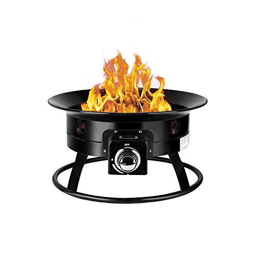 Camplux Outdoor Gas Fire Bowl 19 Inch Diameter FP19MB Portable Propane Fire Pit for Camping Backyard Party Gas Fire Pit with Tank Holder 52000 BTU Manual Ignition