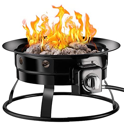 Outdoor Propane Gas Fire Pit for Outside Portable Steel Fire Bowl for Camping with Carry Kit  Lava Rocks 2047Inch Diameter 58 000 BTU