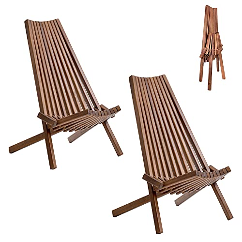 Daxue Folding Garden Lounge Chairs Set of 2 Solid Acacia Wood Low Profile Lounge Chair for Indoor Outdoor Handcrafted Patio Seating Beach Yard Balcony Furniture Fire Pit Chair 2 Packs