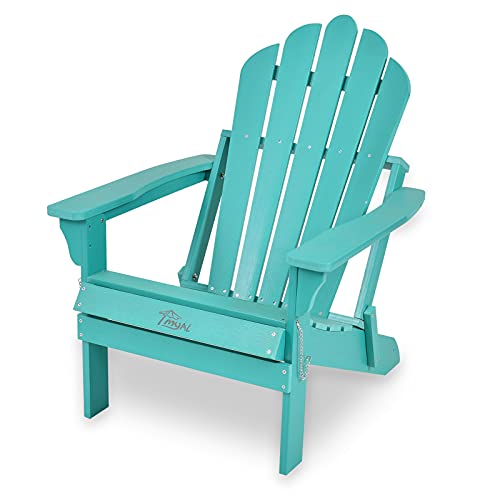 MYAL Outdoor Plastic Adirondack Chairs Folding Patio Chairs Lawn Chair Backyard Furniture for Garden Beach Pool Fire Pit Chairs Seating (Green)