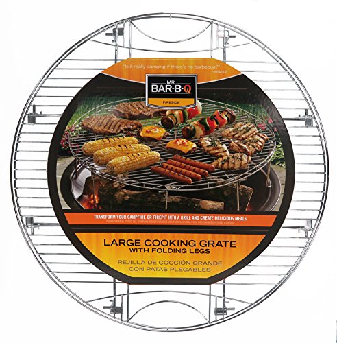Mr BarBQ 08600YFS Large Cooking Grate  Folding Legs  Sturdy Design  Transforms Fire Pits Into Grills  Fits Fire Pits 2129 Inches in Diameter  Raised Edges to Stop Food from Falling Off