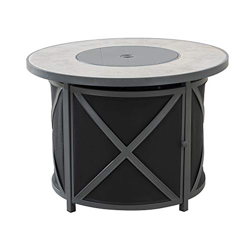 Amazon Brand  Ravenna Home Archer Outdoor Patio Firepit Table with Panel Top 36W Gray