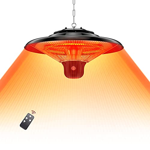 Hanging Patio Heater Ceiling Mounted Infrared Heater for OutdoorIndoor Use Hanging Electric Infrared Heater with Remote Control Super Quiet Outdoor Heater for BalconyCourtyard