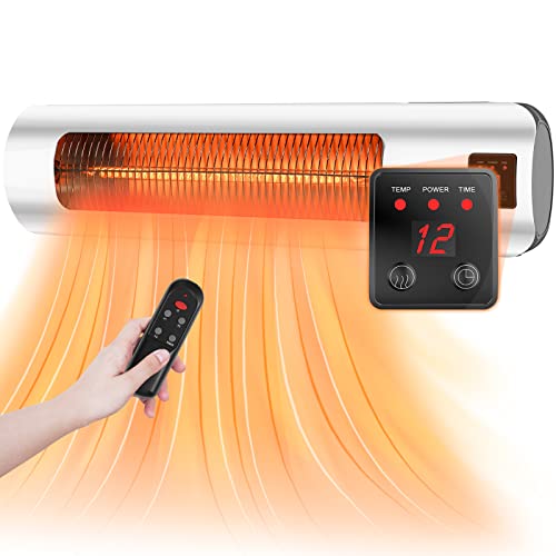 Sunday Living Outdoor Heater 1500W Electric Patio Heater with Digital Panel with 12H Timer Infrared Heater with Remote Control Wall Mounted Space Heater IP65 Waterproof WPH15RSNO21
