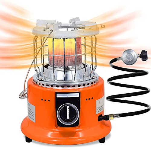 SEEYANG Patio Tent Propane Heater  Portable Propane Tank Top Heater Camping Gas Heater with 5FT Propane Hose  Pressure Reducing Valve for OutdoorIndoor Use Ice Fishing Hiking Hunting Survival Emergency Orange