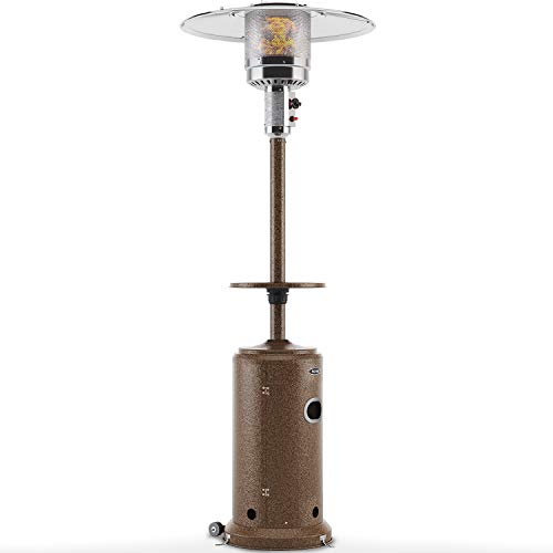 hOmeLabs Gas Patio Heater  87 Inches Tall Premium Standing Outdoor Heater with Drink Shelf Tabletop  Auto Shut Off Portable Power Heater with Simple Ignition System Wheels and Base Reservoir