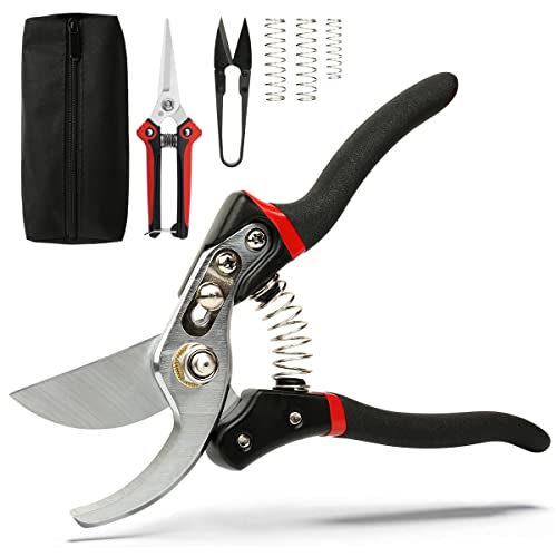 Fingofa Pruning Shears Professional Branch Garden Scissors Clippers Set Bypass Gardening Hand Pruners Tools Kit SK5 Stainless Steel Sharp Trimming Secateurs with Storage Bag Bonsai Cutter