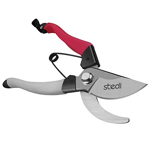 Stedi 8Inch BypassPruners Professional Pruning Shears for Fresh Branches Gardening Hand Pruners Tree Clippers SK5 Carbon Steel Heavy Duty Rose Cutters Max Cutting Diameter 15mm