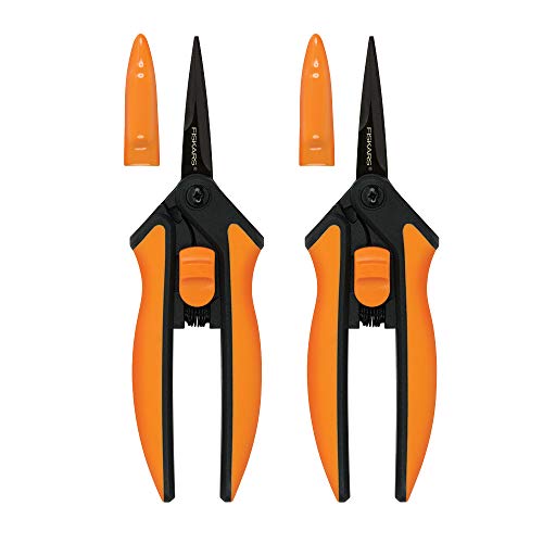 Fiskars 3992411002 MicroTip Pruning Snips NonStick Blades 2 Count Orange
