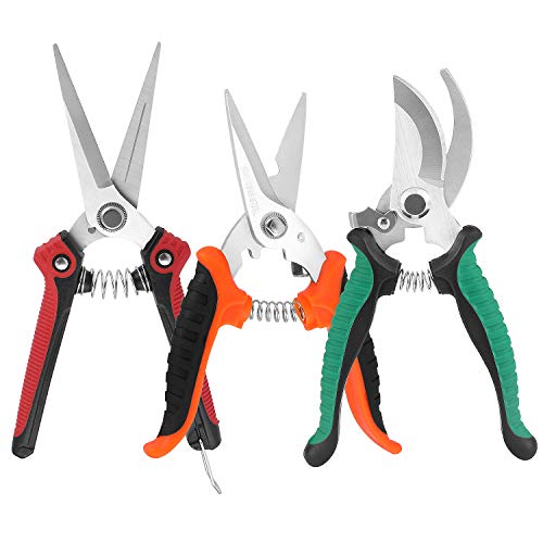 KeShi Pruning Shears Garden Cutter Clippers Stainless Steel Sharp Pruner Secateurs Professional Bypass Pruning Hand Tools Scissors Kit 3 PCS