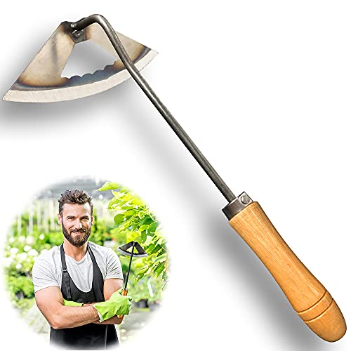 Keimoto Gardening Hand Tools Hoe Shovel Weed Puller Accessories Sharp Durable Gardening Gifts for Women Hoe Garden Tool Traditional Manganese Steel Quenching Forging Process