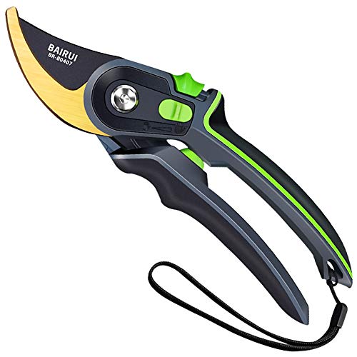Garden PrunersPruning Shears for Gardening Heavy Duty with Rust Proof Stainless Steel BladesBest Bypass Pruner Garden Shears Professional Gardening Tools (Can cut small PVC pipes) (Golden)
