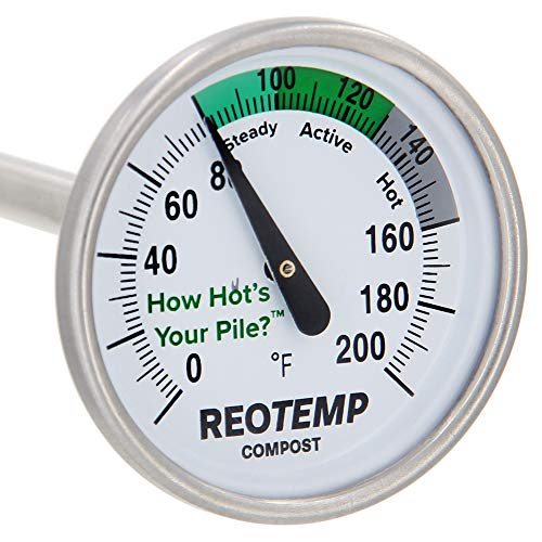 REOTEMP Backyard Compost Thermometer  with PDF Composting Guide (Fahrenheit) (16 Inch Stem)