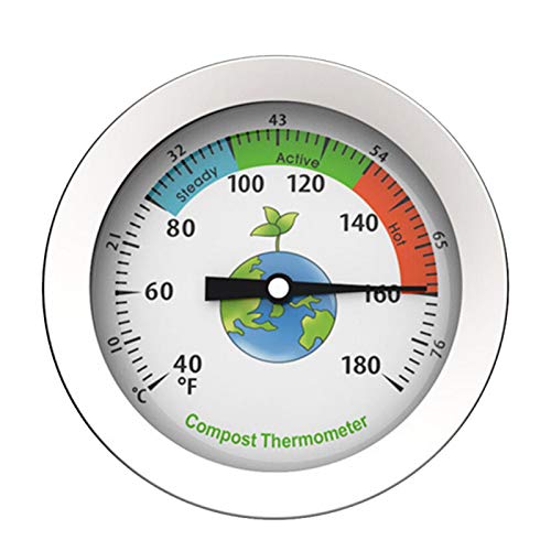 RV77 Compost Thermometer  Soil Thermometer Dial Display Stainless Steel Compost Thermometer Portable Garden Soil Ground