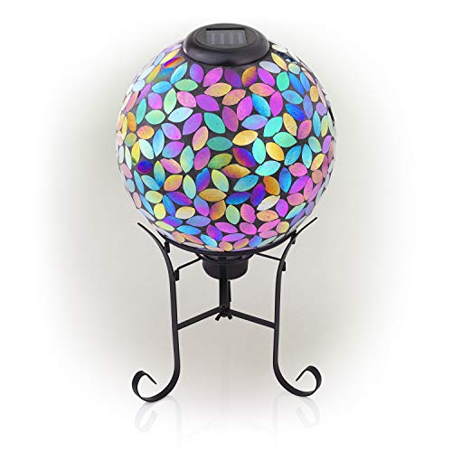 Alpine Corporation GRS122ASLR Gazing Globe 10 L x 10 W x 12 H with Stand 17 H Purple