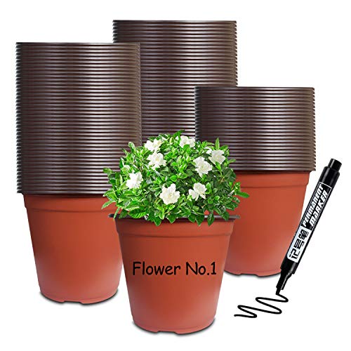 HaiSpring100 Pcs 6 Inch Nursery Pots  Plastic Seedling Pots Suitable for Yard  Park Flower Plant  Garden
