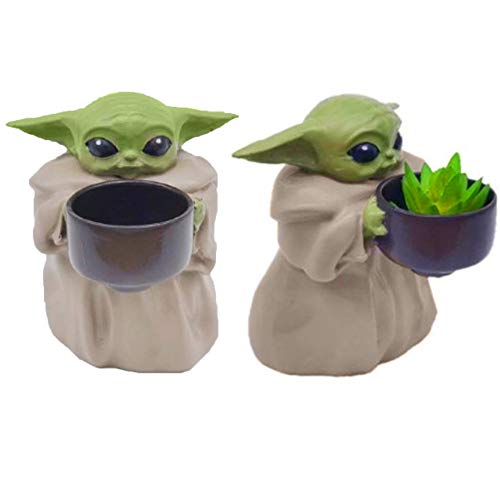 Child Yoda Planter Pot 42 Inch The Child Holding Cup Creative Ornament Flower Pot with Hole Succulent Planter Green Plants Flower Pot for Christmas Birthday Gift Garden Home Décor
