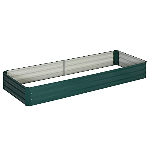 Outsunny 95 x 36 x 12 Galvanized Raised Garden Bed Metal Elevated Planter Box Easy DIY and Cleaning for Growing Flowers Herbs Succulents Green