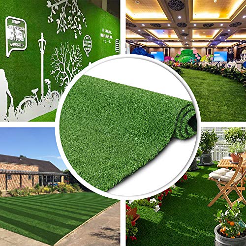 Synthetic Artificial Grass Turf 5FTX8FT Indoor Outdoor Balcony Garden Pet Rug Turf Home Decor Faux Grass Rug Carpet with Drainage Holes