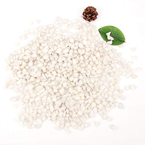 18 Pounds Decorative Pebbles Small White Stones Aquarium Gravel River Rock Natural Polished Decorative GravelGarden Ornamental Pebbles RocksWhite Decorative StonesWhite Pebbles Decor (White)