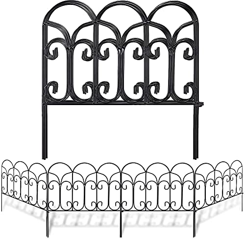 AMAGABELI GARDEN  HOME Decorative Garden Fence GFP004 18in x 75ft Coated Metal Outdoor Rustproof Landscape Wrought Iron Wire Border Fencing Folding Patio Fencing Flower Barrier Section Panel Decor