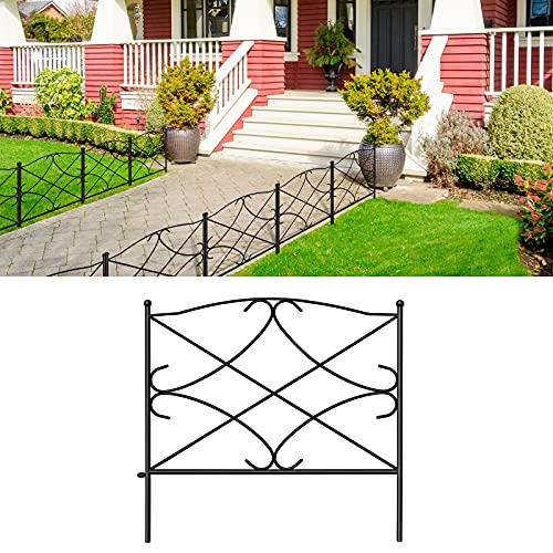 AMAGABELI GARDEN  HOME Decorative Garden Fence GFP007 24in x 10ft Galvanized Outdoor Rustproof Metal Landscape Wire Fencing Folding Wire Patio Fences Flower Bed Animal Dogs Barrier Border Edge