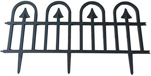 Abba Patio Garden Fence Recycled Plastic Landscape Edging 6 Sections 244 x 125 Flexible NoDig Ornamental Wrought Iron Style Decorative Border Black