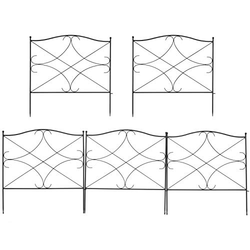 Ejoyous Decorative Garden Fence 24 x 242in Wrought Iron Fencing Ornamental Panel Wire Border Garden Edge Section Panel Barrier for Outdoor Garden Patio Lawn Yard Backyard Décor