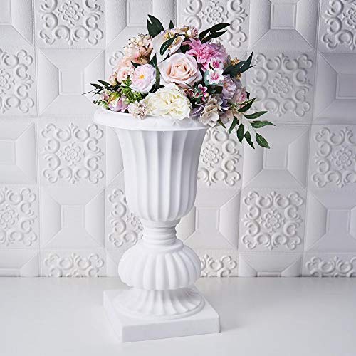 Efavormart 2 Pack  20 PVC Urn Planter Floral Pedestal Flower Pot White Plant Stand for Wedding Party Event Home Stage Garden Balcony Decoration